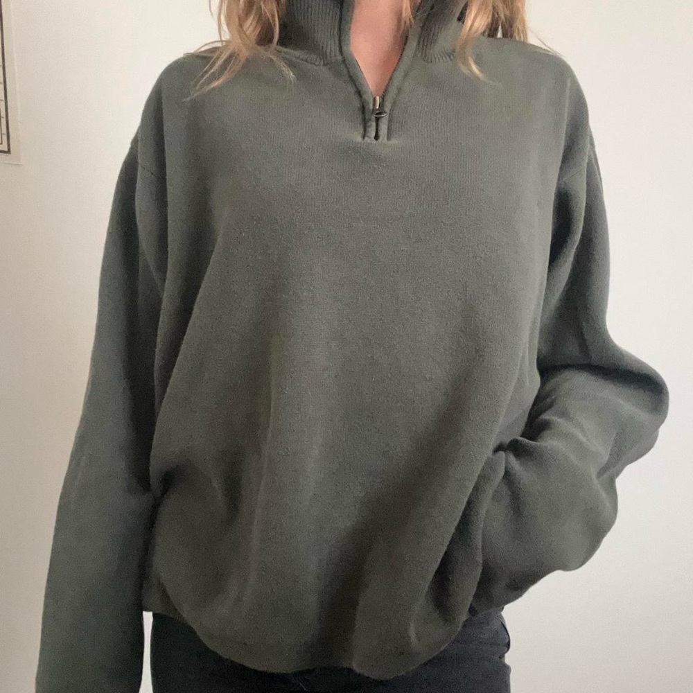 Women's Olive Green Half-Zip Sweater